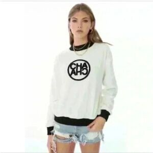 EllandEmm Cha Cha Black and White Terrycloth Sweatshirt